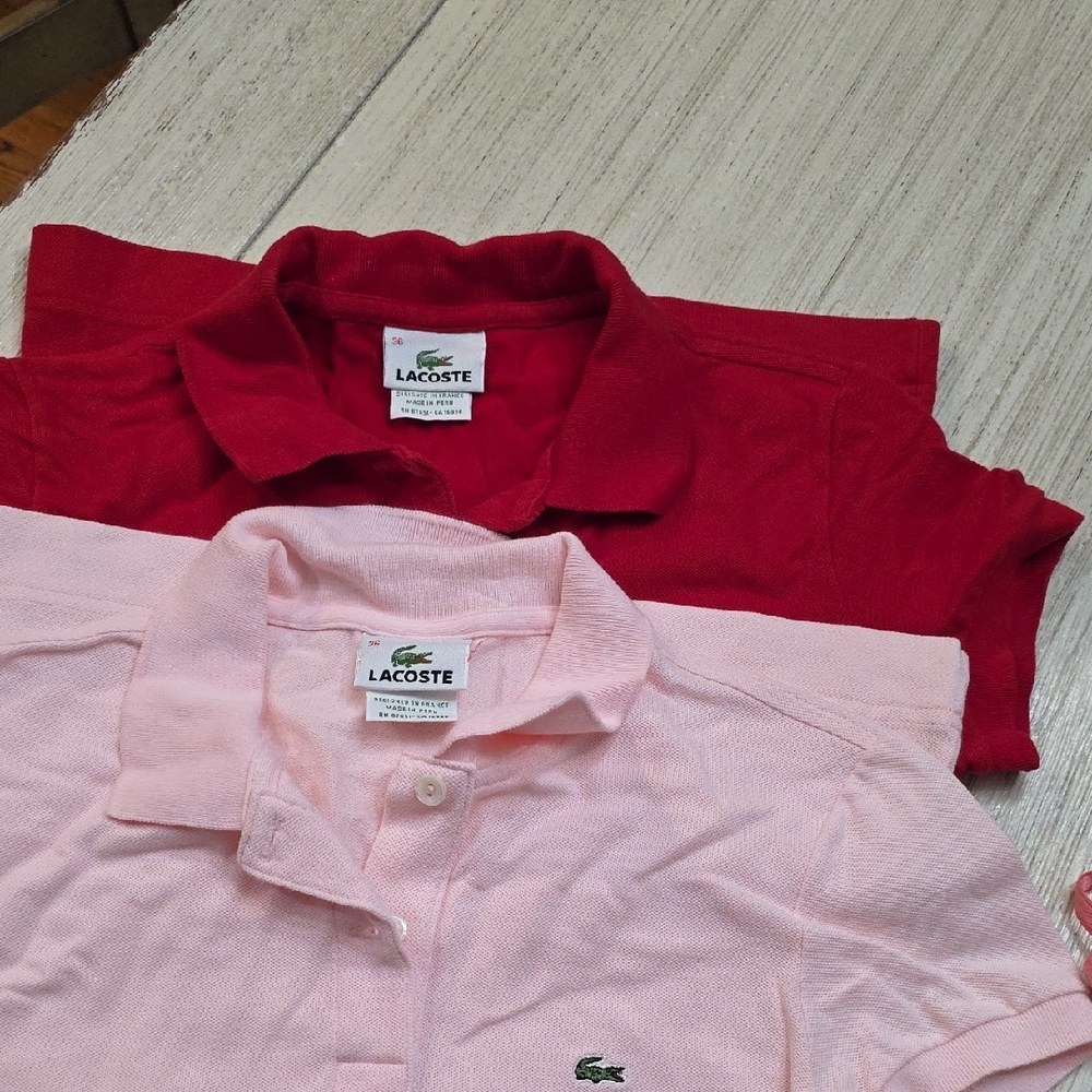 Lacoste Women's Polo Shirts - Red and Pink Size 36